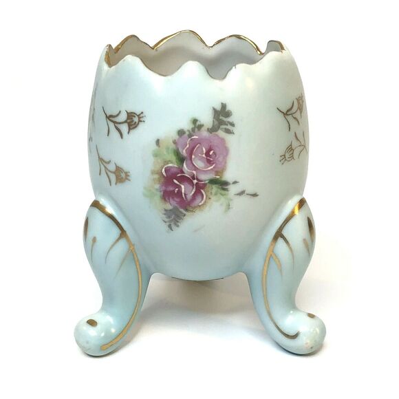 Vintage INARCO Footed Egg Vase Japan Hand Painted Floral Porcelain E-116/M - Picture 2 of 12